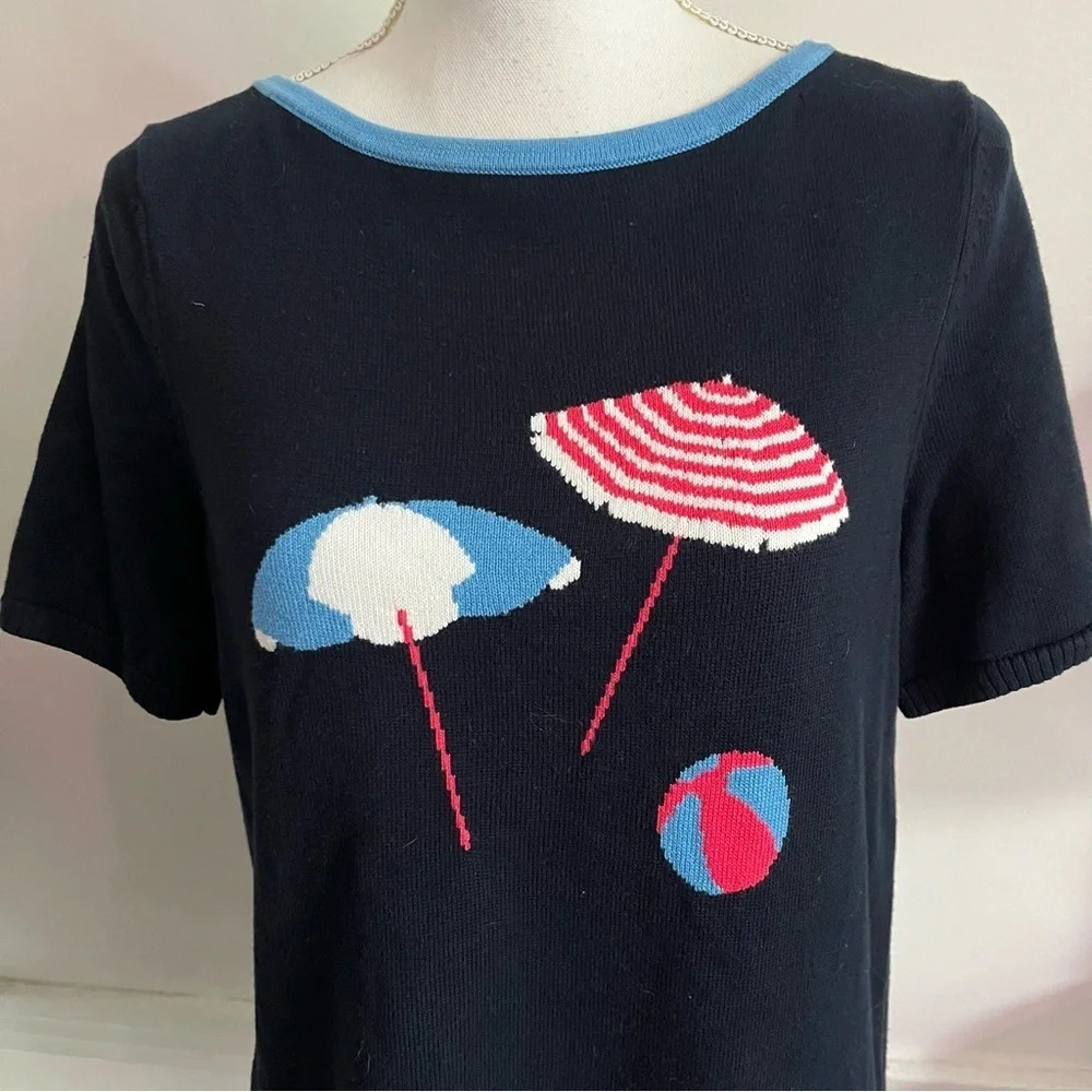 Draper James • Navy Blue Beach Umbrella Sweater - Picture 2 of 5